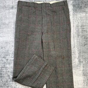 VTG Brooks Brothers‎ Makers Pants Mens 36x28 Gray Glen Check Plaid Wool Trousers